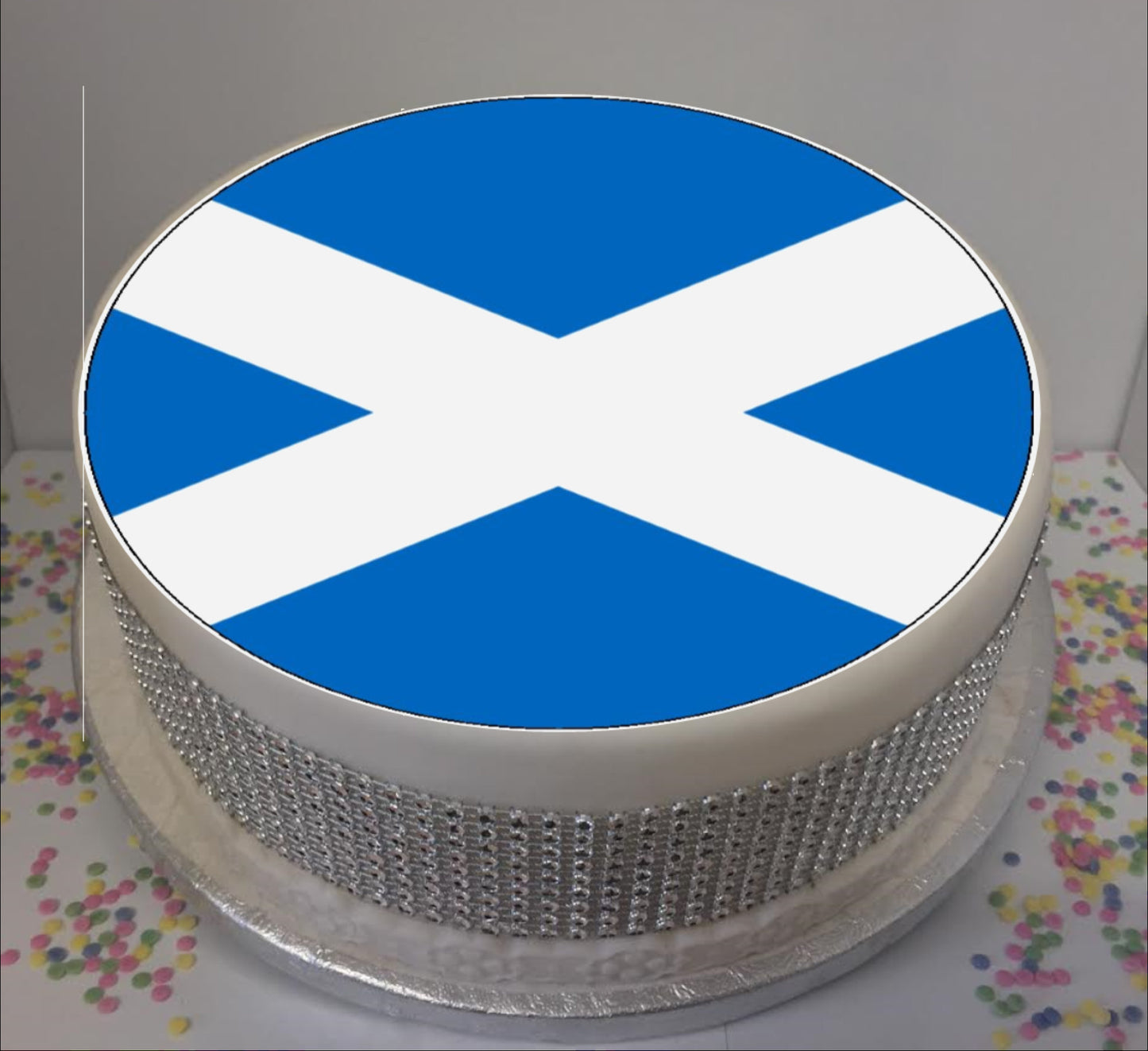 Flag of Scotland 8" Icing Sheet Cake Topper Icing sheet cake toppers are a great way to personalise either a homemade or shop bought plain cake Easy Peel Icing Sheet - No Fuss - Ready to pop straight onto your cake (full instructions included)