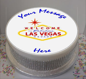 Personalised Las Vegas Sign 8" Icing Sheet Cake Topper