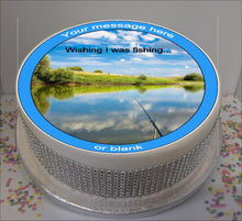 Load image into Gallery viewer, Personalised Wishing I Was Fishing 8&quot; Icing Sheet Cake Topper