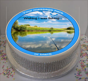 Personalised Wishing I Was Fishing 8" Icing Sheet Cake Topper