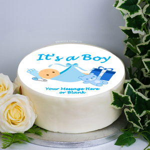 Personalised It's a Boy Scene 8" Icing Sheet Cake Topper