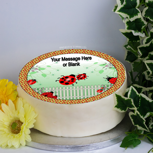 Personalised Ladybirds / Ladybugs Scene 8" Icing Sheet Cake Topper