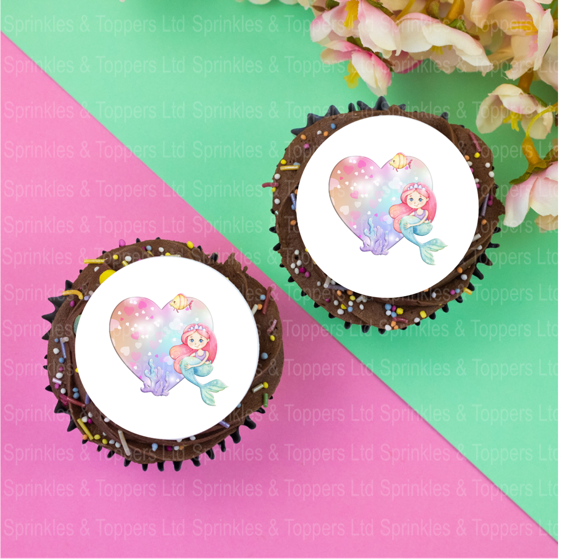 Cute Mermaid & Heart 2" / 5cm discs