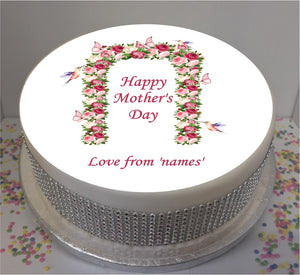 Personalised Mother's Day Butterfly Arch 8" Icing Sheet Cake Topper