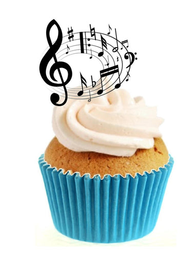 Music Notes Circle Stand Up Cake Toppers (12 pack)