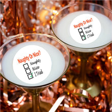 Load image into Gallery viewer, Naughty or Nice? Christmas Drinks Toppers 2&quot; / 5 cm (Pack of 12)