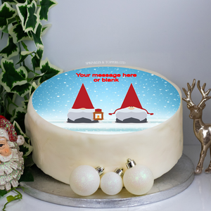 Personalised Nordic Style Christmas Gnomes 8" Icing Sheet Cake Topper