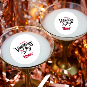 Personalised Happy Valentine Day Drinks Toppers 2" / 5 cm (Pack of 12)