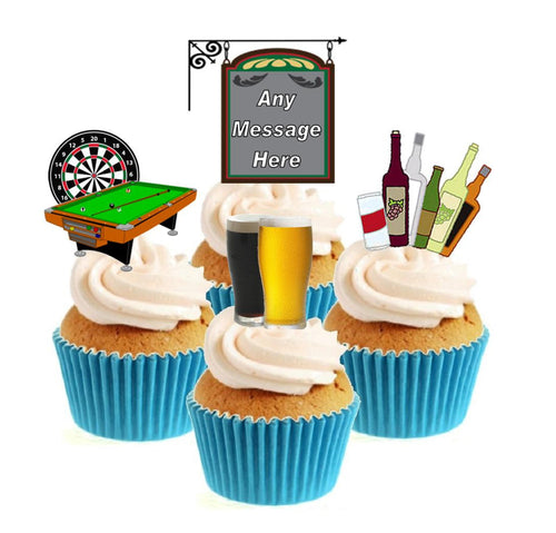 Personalised Pub Collection Stand Up Cake Toppers (12 pack)