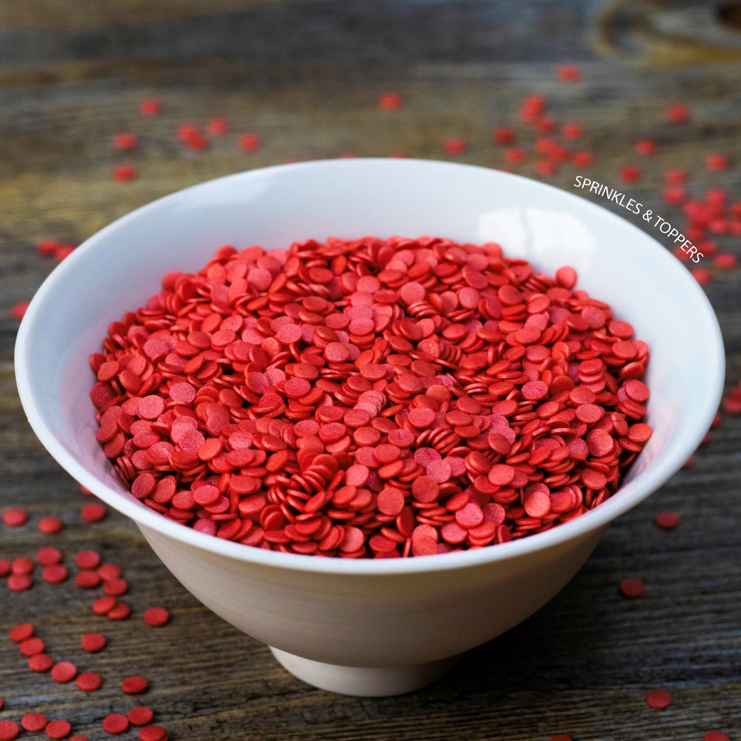 4mm Red Glimmer Confetti Cupcake / Cake Decoration Sprinkles (100g) Edible confetti with a lovely shiny finish Perfect to top any cupcake, large cake, ice cream, cookies, shakes and more...