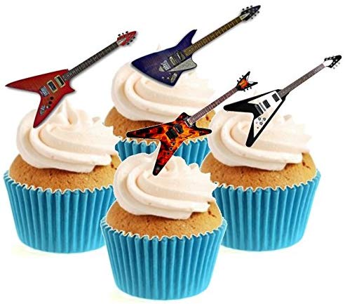 Rock Guitar Collection Stand Up Cake Toppers (12 pack)