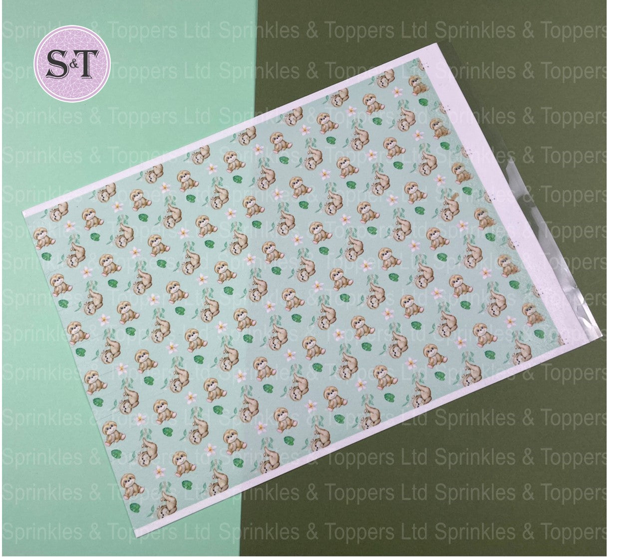 Cute Sloth Themed A4 Icing Sheet / Cake Wrap