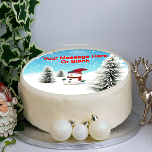 Personalised Snowman Fun 8" Icing Sheet Cake Topper