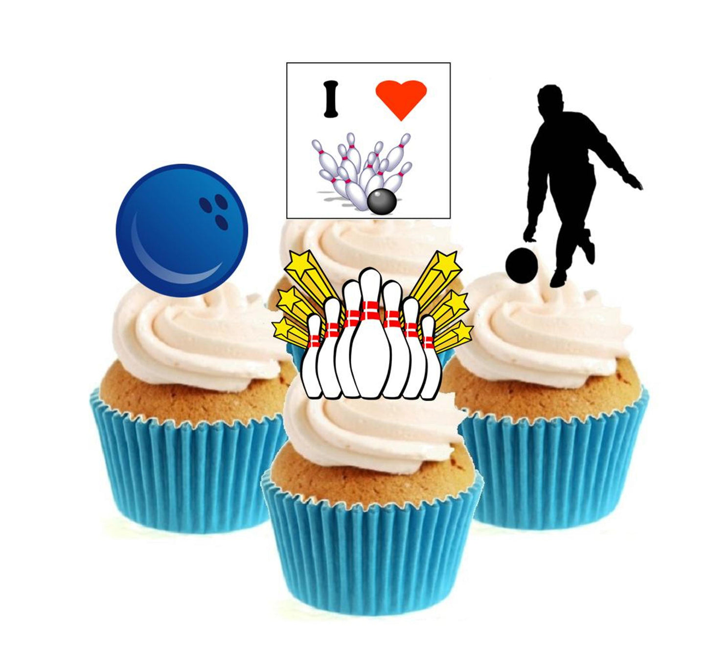 Ten Pin Bowling Collection Stand Up Cake Toppers (12 pack)