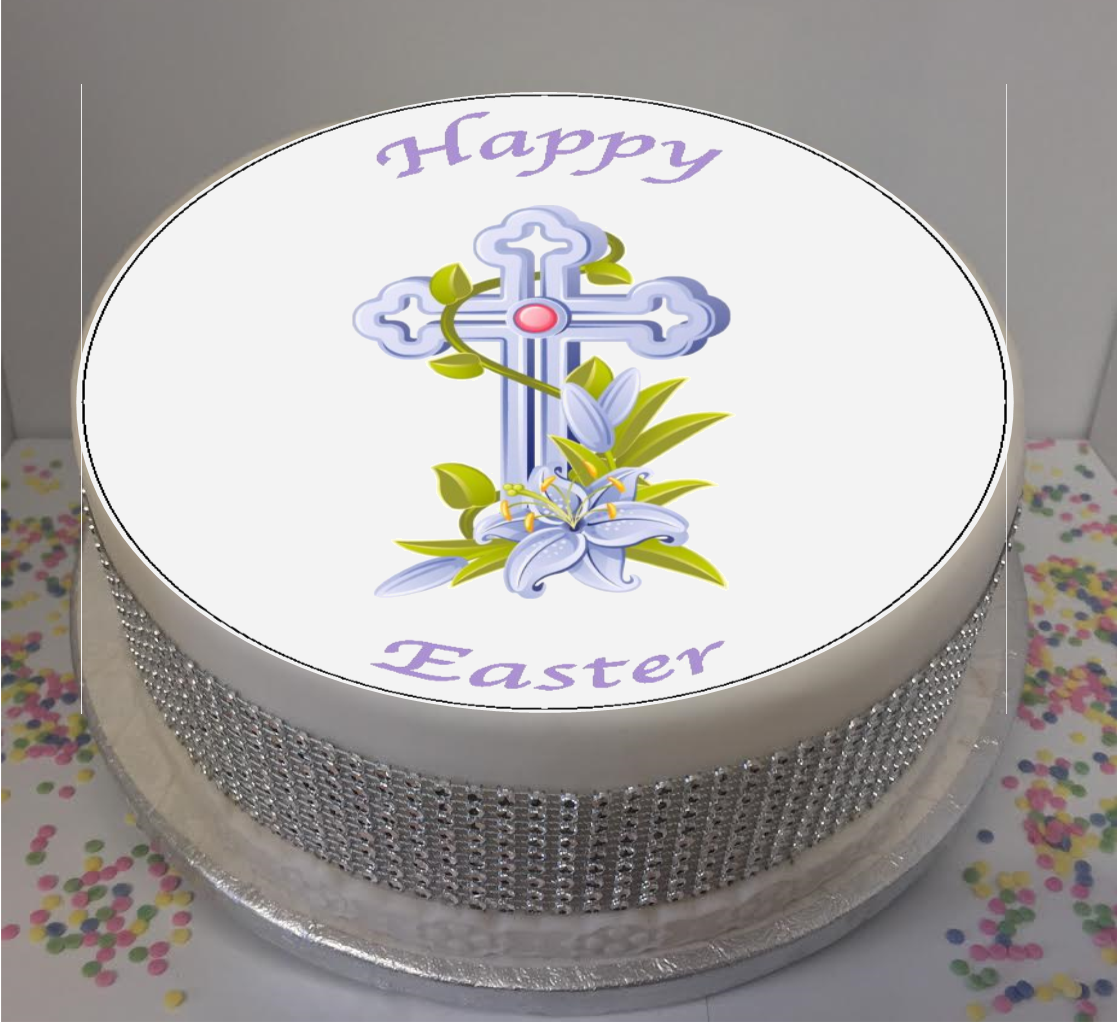 Traditional Easter Cross 8" Icing Sheet Cake Topper