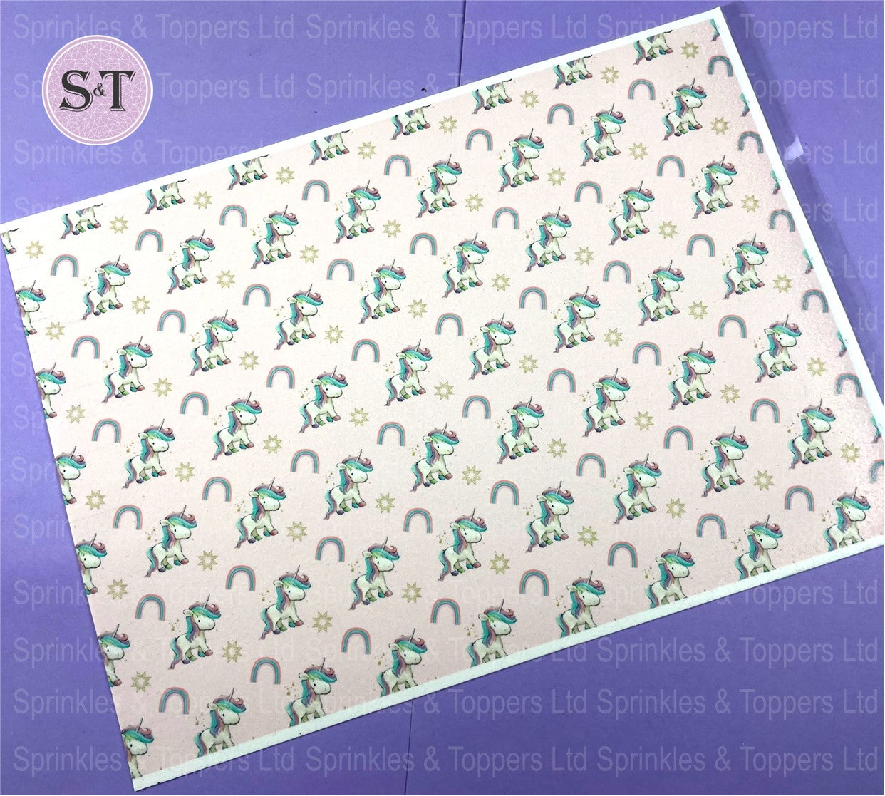 Cute Unicorn & Rainbows Themed A4 Icing Sheet / Cake Wrap