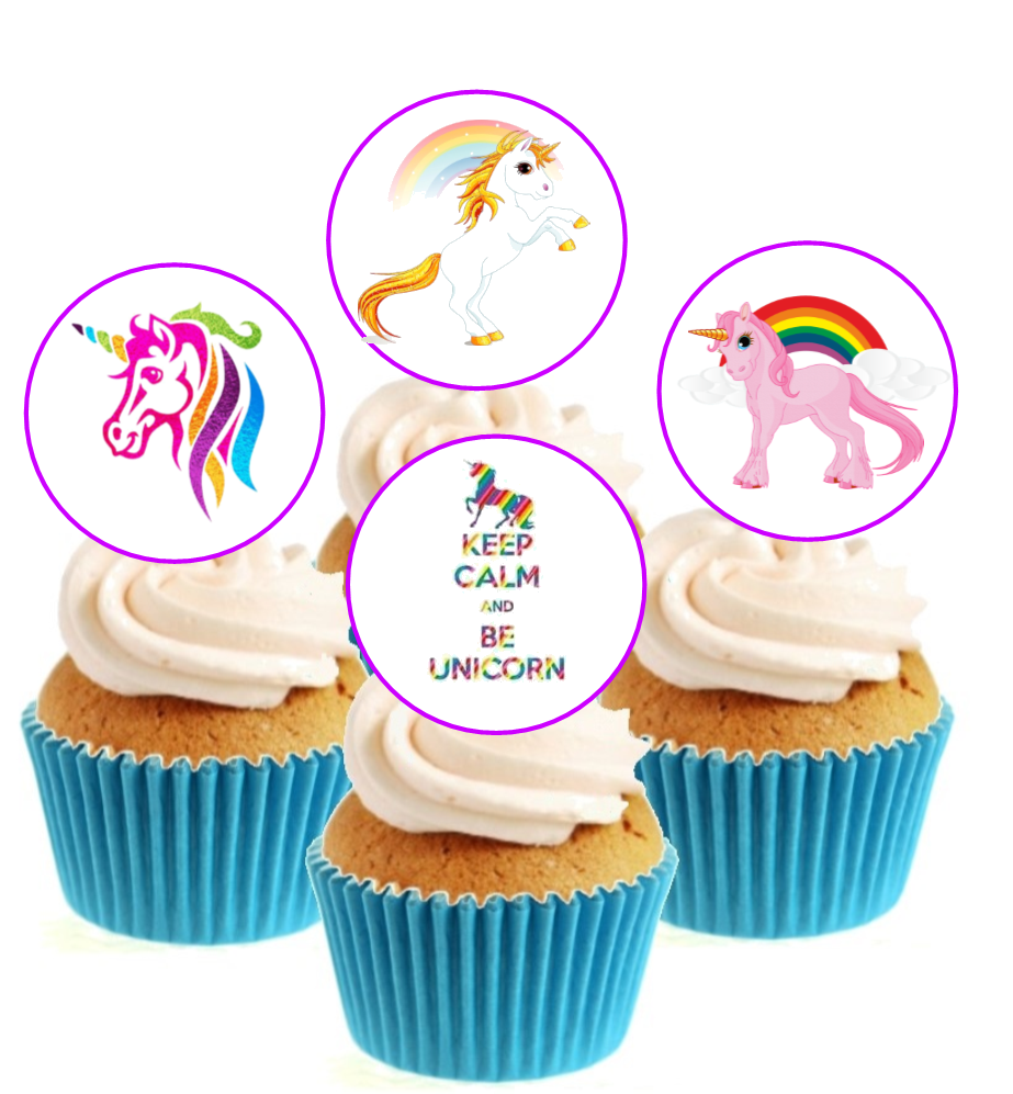 Unicorn Collection Stand Up Cake Toppers (12 pack)