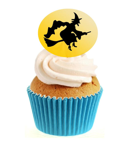 Witch Silhouette (C) Stand Up Cake Toppers (12 pack)