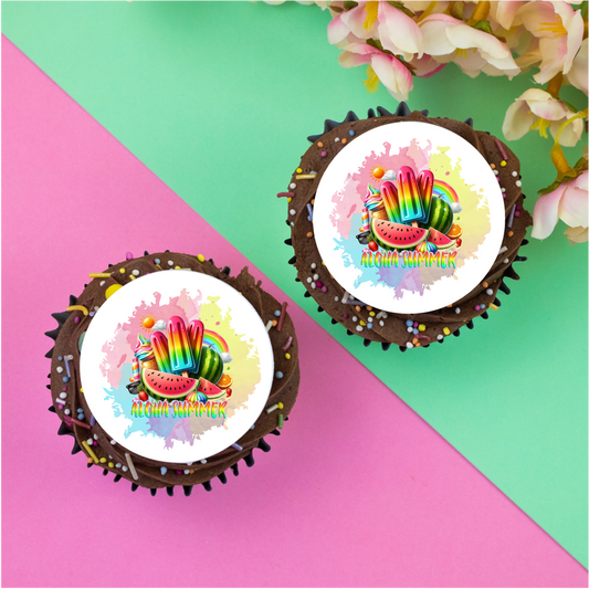 Aloha Summer  2" / 5cm discs for cupcakes