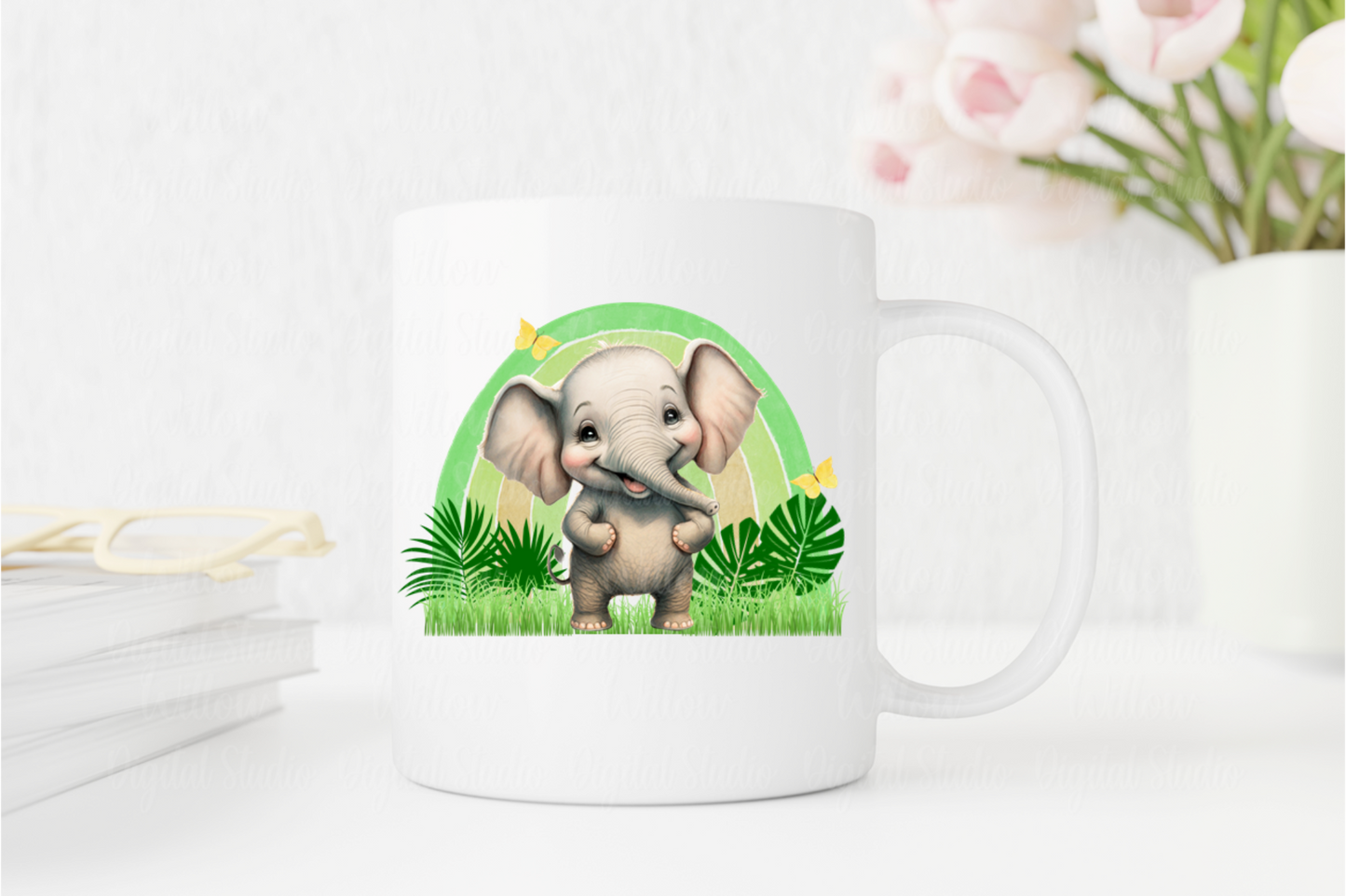 Baby Elephant Rainbow Background Digital Download