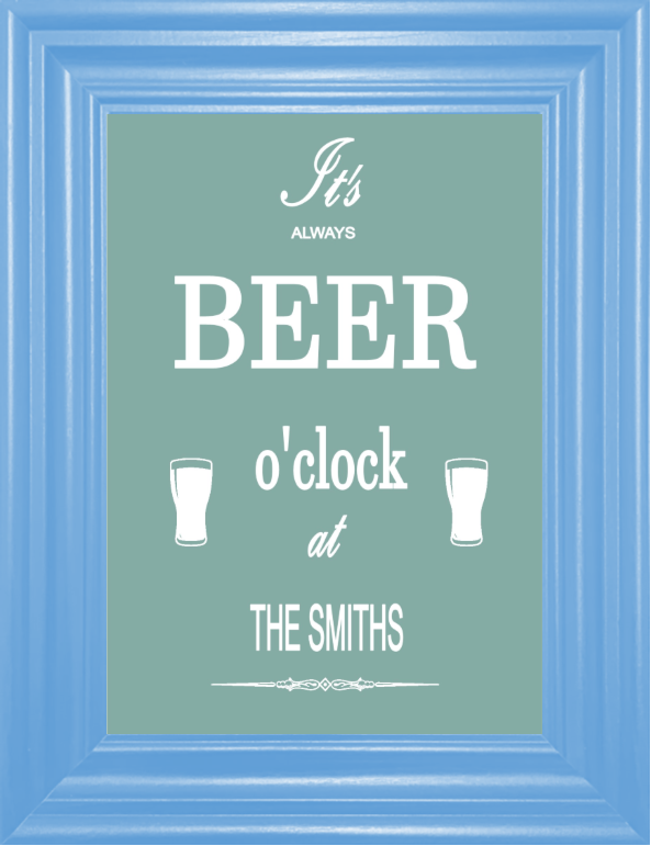 Personalised It's Always Beer O'Clock at ... Print (unframed)