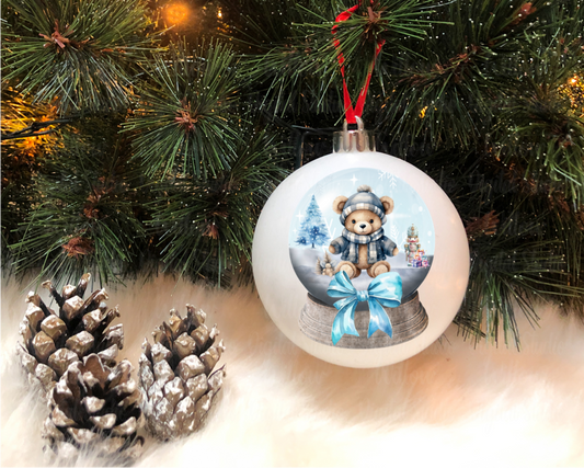 Cute Festive Teddy In Snow Globe Digital Download