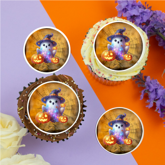 Bright Halloween Ghost  2" / 5cm discs for cupcakes