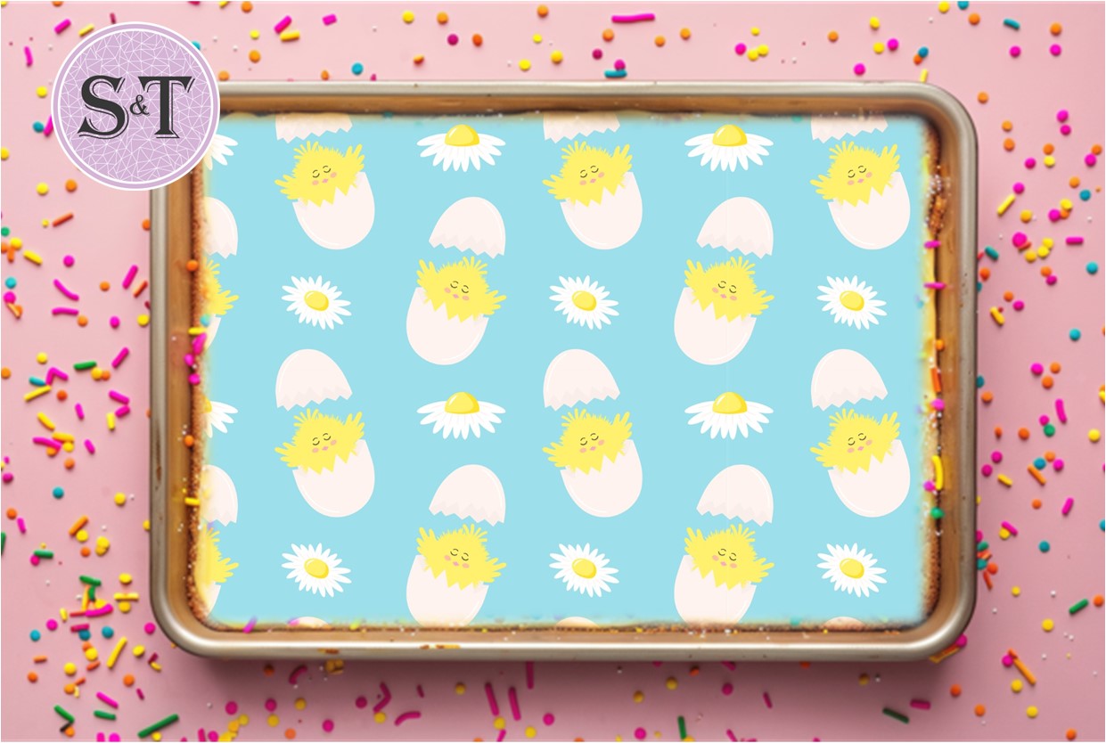 Cute Chicks in Eggs A4 Themed Icing Sheet