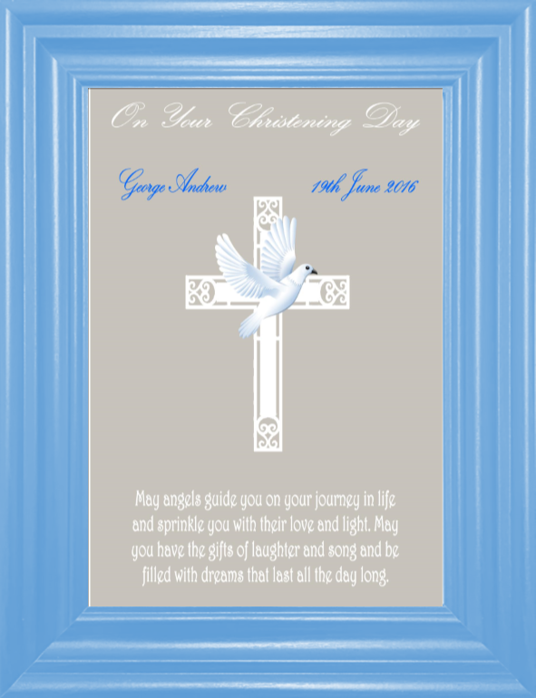 Personalised Name & Date Chistening Print (unframed)