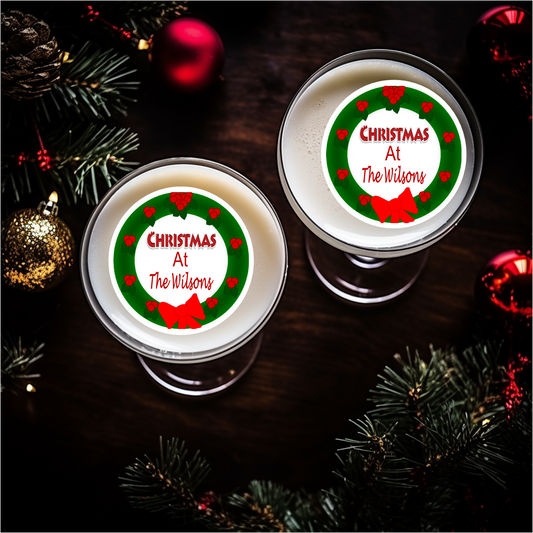 Personalised Christmas at 'Family Name' Christmas (Pack of 12) Drinks Toppers 2" / 5 cm