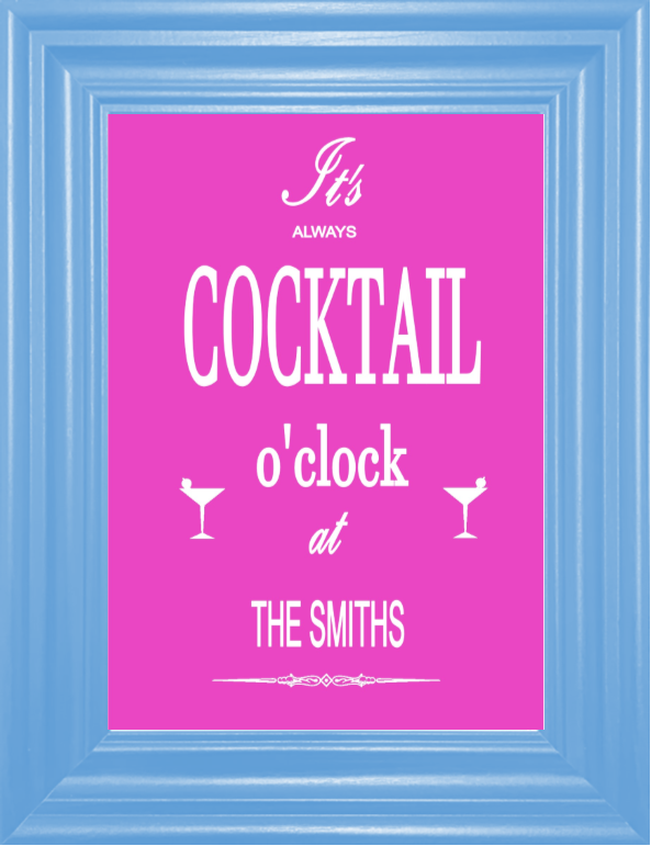 Personalised It's Always Cocktail O'Clock at ... Print (unframed)