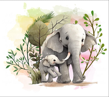 Elephant Adult And Baby Digital Download