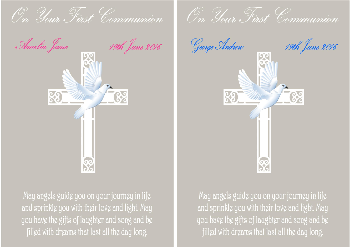 Personalised Name & Date First Communion Print (unframed)