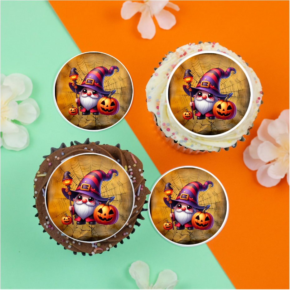 Halloween Gnome  2" / 5cm discs for cupcakes