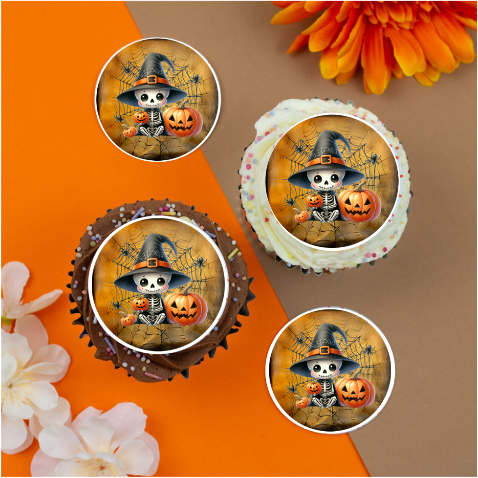 Halloween Skeleton (a) 2" / 5cm discs for cupcakes