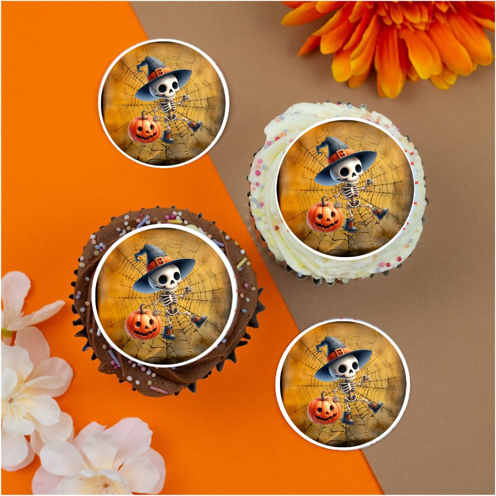 Halloween Skeleton (b) 2" / 5cm discs for cupcakes