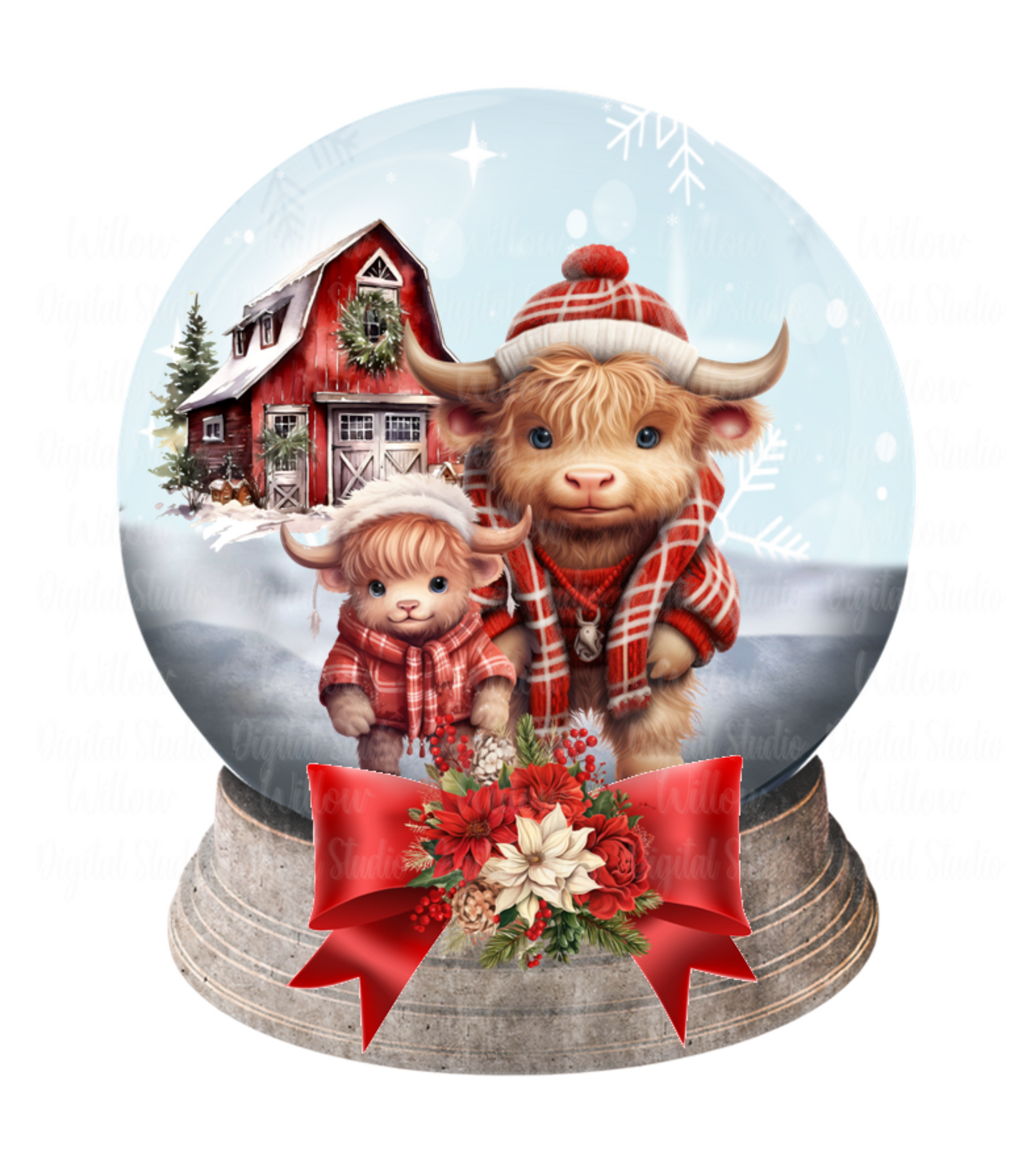 Highland Cows In Snow Globe Digital Download