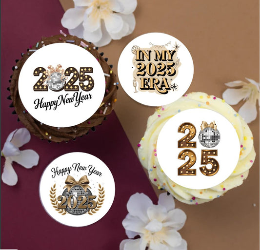 2025 Era New Year Toppers 2" / 5cm discs for cupcakes