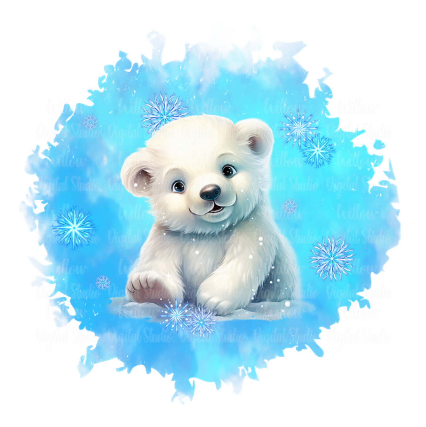 Polar Bear Blue Background Digital Download