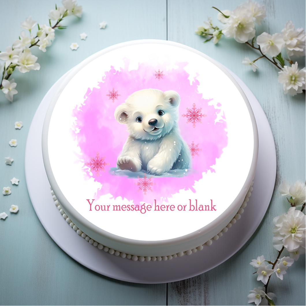 Personalised Cute Polar Bear (pink)  8