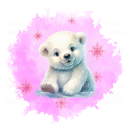 Polar Bear Pink Background Digital Download