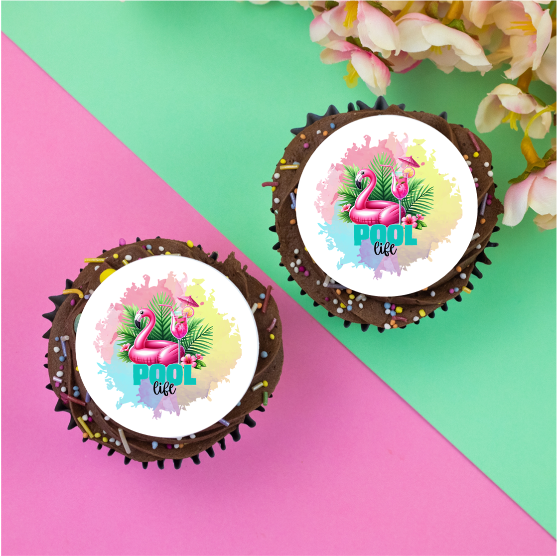 Pool Life  2" / 5cm discs for cupcakes