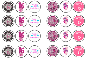 16th Birthday Pink Collection 1.3" discs