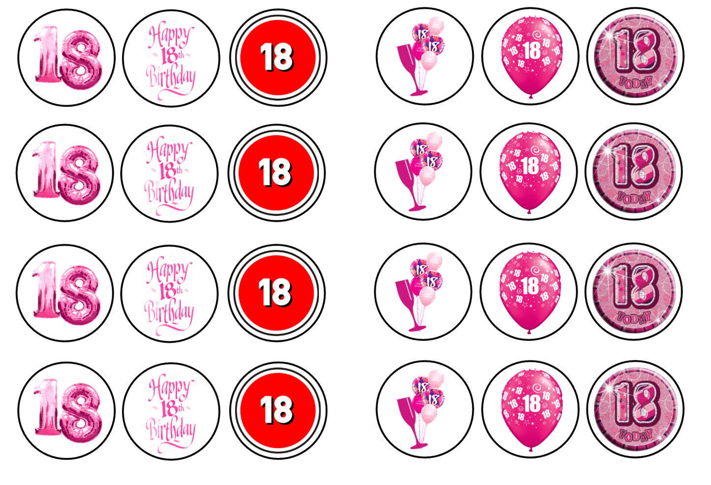 18th Birthday Pink Collection 1.3" discs