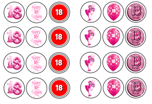 18th Birthday Pink Collection 1.3" discs