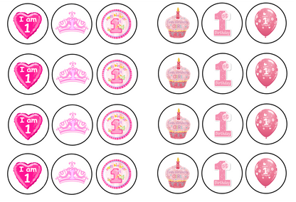 1st Birthday Pink Collection 1.3" discs