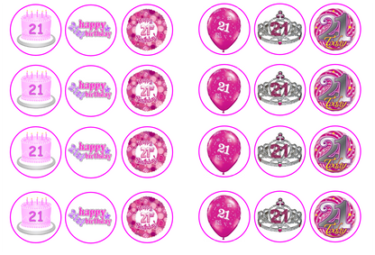 21st Birthday Pink Collection 1.3" discs