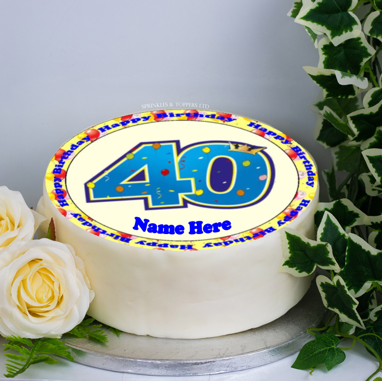 Amazon.com: Red 40th birthday cake topper ， happy 40th birthday cake  topper， 40th birthday party cake decorations (length 7.5in * wide6.5 in) :  Grocery & Gourmet Food