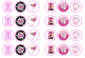 60th Birthday Pink Collection 1.3" discs