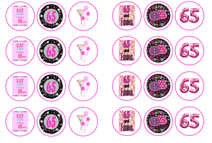 65th Birthday Pink Collection 1.3" discs